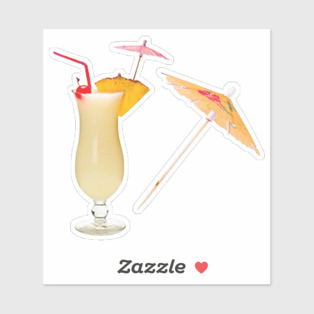 Pina Colada and Cocktail Umbrella Sticker (Sheet)