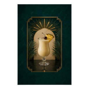 Piña Colada Art Deco Poster Bar Art