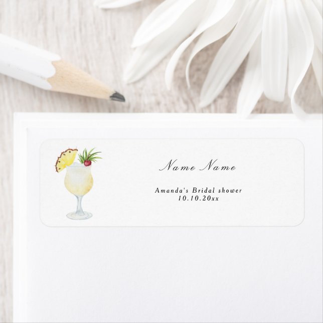 Pina Colada Cocktail Bridal Shower Label (Insitu)