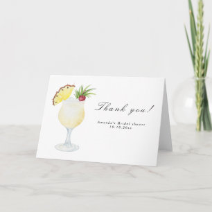 Pina Colada Cocktail Bridal Shower Letterpress Thank You Card