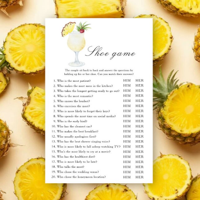 Pina Colada Cocktail Bridal shower Shoe game (Creator Uploaded)