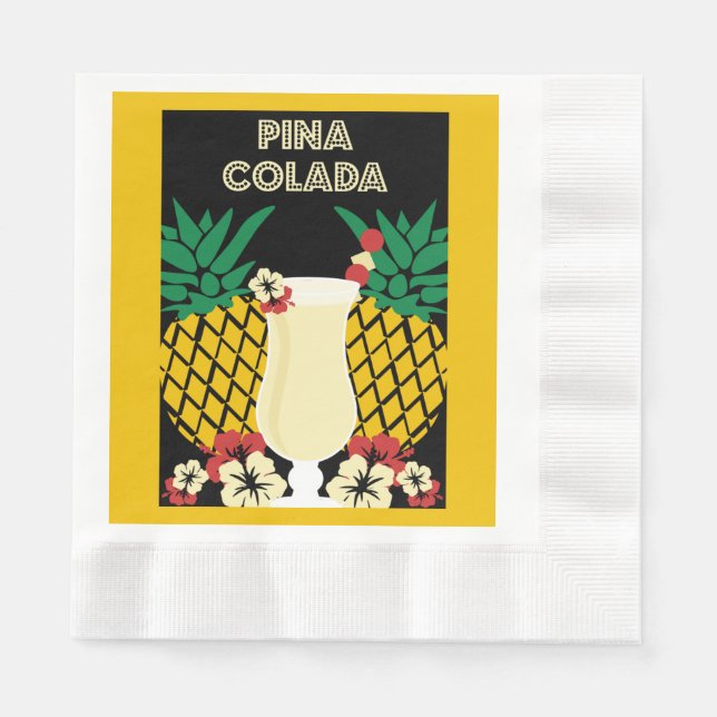 Piña Colada Cocktail Drink   Napkins (Front)