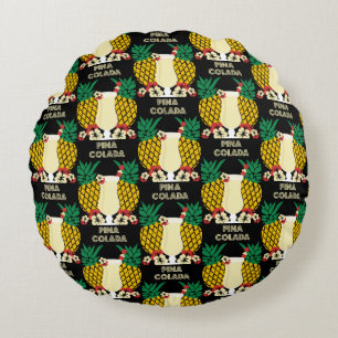 Piña Colada Cocktail Drink   Round Pillow