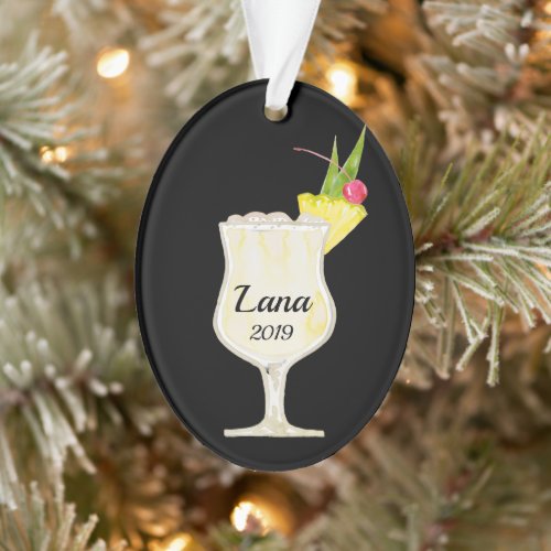 Pina Colada Cocktail Personalized Ornament