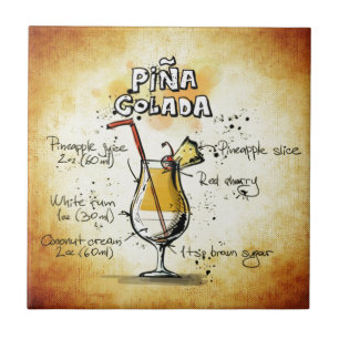 Pina Colada Cocktail Recipe Ceramic Tile