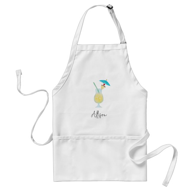 Piña Colada Cocktail Tropical Beach Personalized Adult Apron (Front)