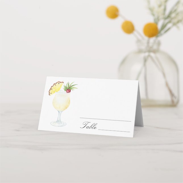 Pina Colada Cocktail - wedding place cards (Front)