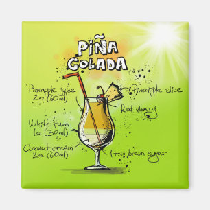 Pina Colada Cocktails Recipe Magnet