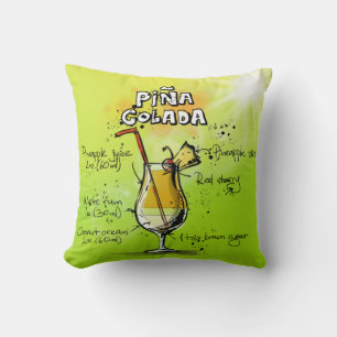 Pina Colada Cocktails Recipe Throw Pillow