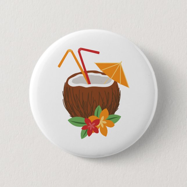 Pina Colada Coconut Pinback Button (Front)