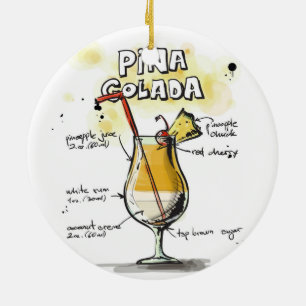 Pina Colada Drink Recipe Design Ceramic Ornament