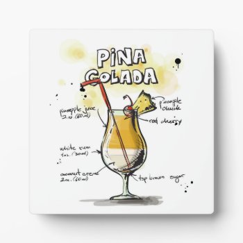 Pina Colada Drink Recipe Design Plaque by GroovyFinds at Zazzle