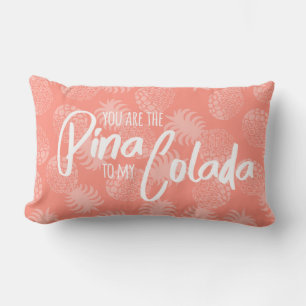 Pina Colada Hawaiian Pineapple Coral Reversible Lumbar Pillow