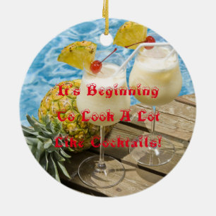 piña colada pineapple ceramic ornament