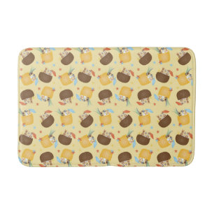 Pina Colada Pineapple Coconut Dogs Pattern Bath Mat