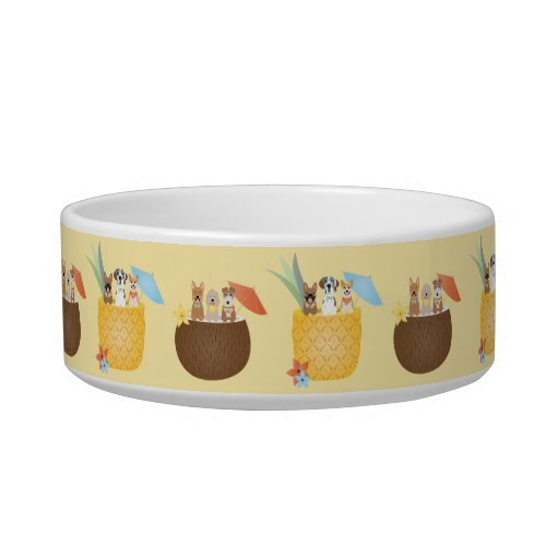 Pina Colada Pineapple Coconut Dogs Pattern Bowl