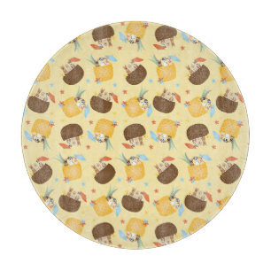 Pina Colada Pineapple Coconut Dogs Pattern Cutting Board