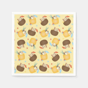 Pina Colada Pineapple Coconut Dogs Pattern Napkins