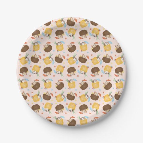 Pina Colada Pineapple Coconut Dogs Pattern Paper Plates