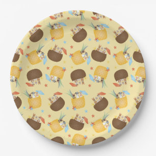 Pina Colada Pineapple Coconut Dogs Pattern Paper Plates