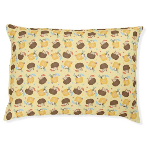 Pina Colada Pineapple Coconut Dogs Pattern Pet Bed