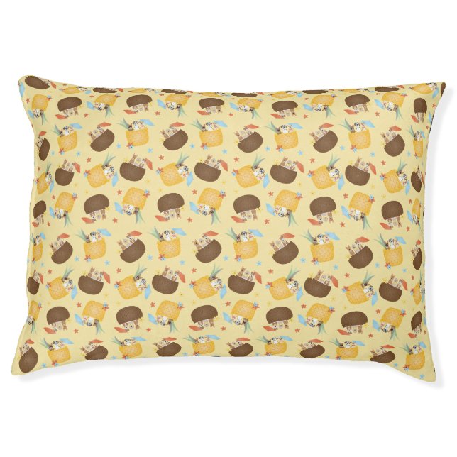 Pina Colada Pineapple Coconut Dogs Pattern Pet Bed (Front)