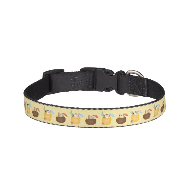 Pina Colada Pineapple Coconut Dogs Pattern Pet Collar (Front)