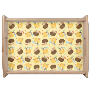 Pina Colada Pineapple Coconut Dogs Pattern Serving Tray