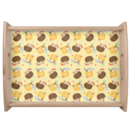 Pina Colada Pineapple Coconut Dogs Pattern Serving Tray