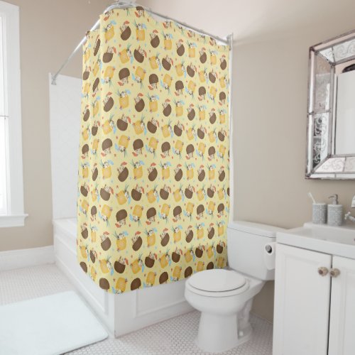 Pina Colada Pineapple Coconut Dogs Pattern Shower Curtain