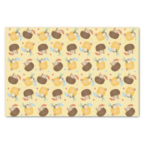 Pina Colada Pineapple Coconut Dogs Pattern Tissue Paper