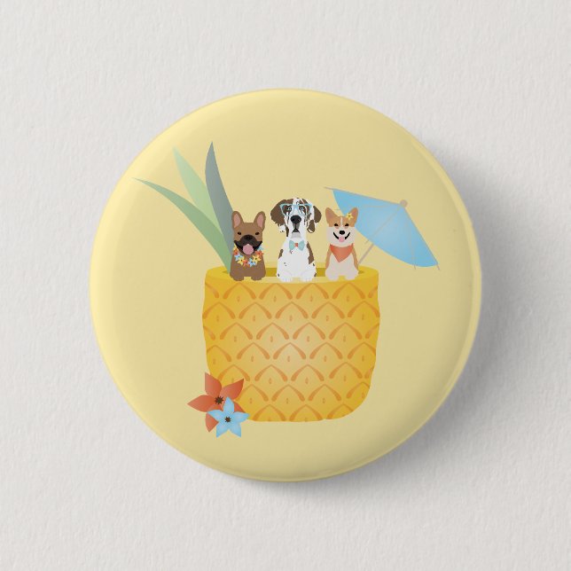 Pina Colada Pineapple Dogs Button (Front)