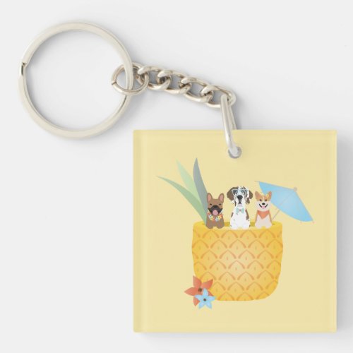 Pina Colada Pineapple Dogs Keychain