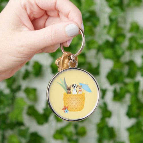 Pina Colada Pineapple Dogs Keychain