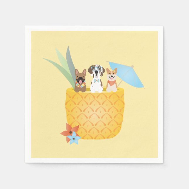 Pina Colada Pineapple Dogs Napkins (Front)