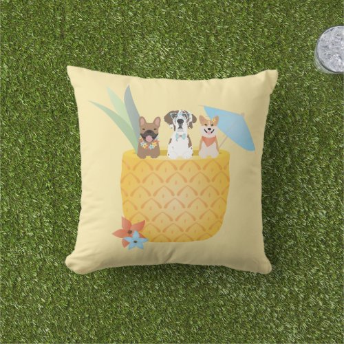 Pina Colada Pineapple Dogs Outdoor Pillow