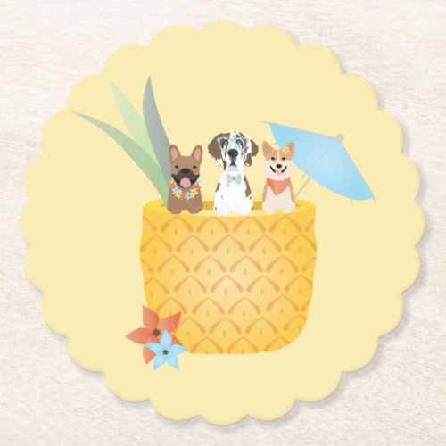 Pina Colada Pineapple Dogs Paper Coaster