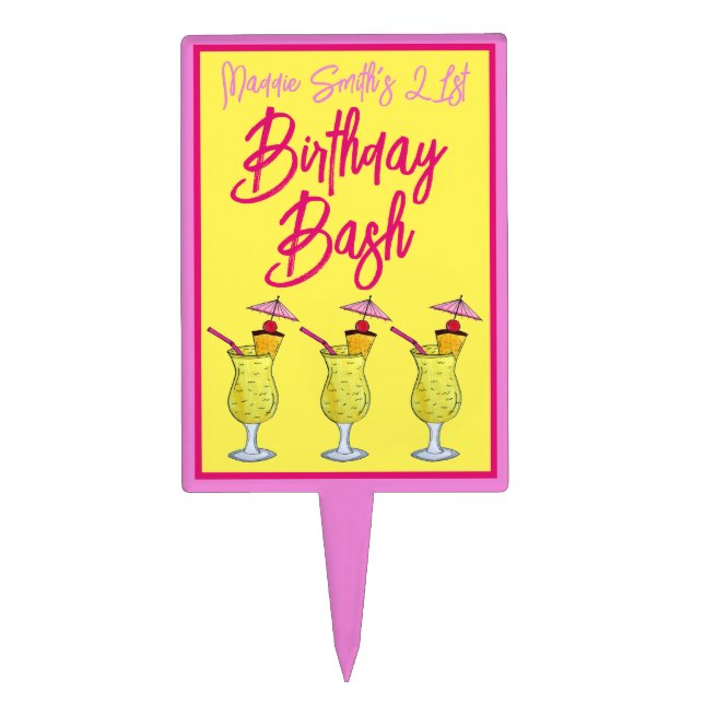 Piña Colada Puerto Rican Pineapple Cocktail Party Cake Topper (Front)