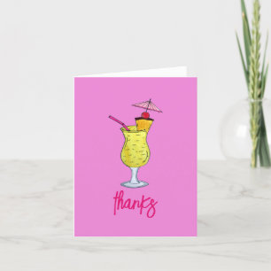 Piña Colada Puerto Rican Pineapple Cocktail Party Letterpress Thank You Card