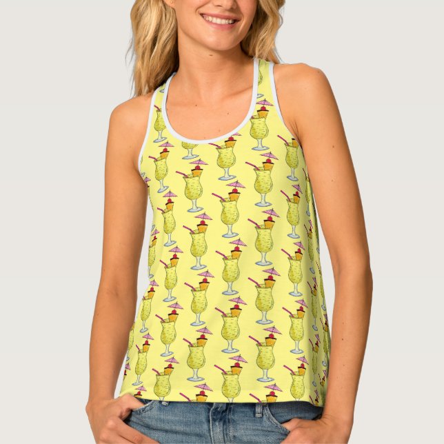 Piña Colada Puerto Rican Tropical Cocktail Drink Tank Top (Front)