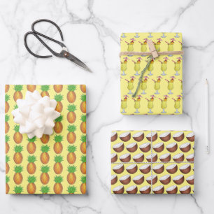 Piña Colada Puerto Rico Cocktail Pineapple Coconut Wrapping Paper Sheets
