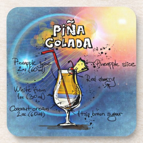Pina Colada Recipe Bar Blue Beverage Coaster