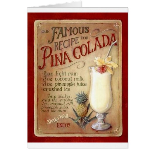 Pina colada recipe cards (Front)
