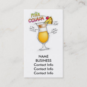 PINA COLADA RECIPE COCKTAIL ART BUSINESS CARD