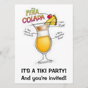 PINA COLADA RECIPE COCKTAIL ART INVITATION