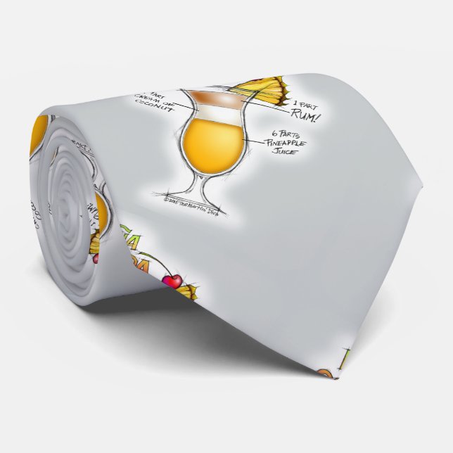 PINA COLADA RECIPE COCKTAIL ART NECK TIE (Rolled)