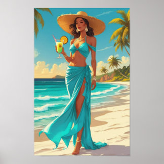 Pina Colada Tropical Queen Generative Content Poster