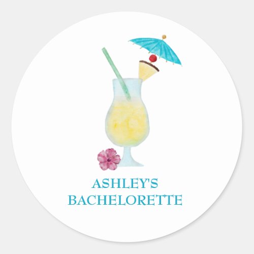 Pia Colada Tropical Wedding Bridal Shower  Classic Round Sticker