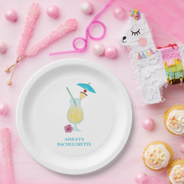 Piña Colada Tropical Wedding Bridal Shower  Paper Plates (Party)