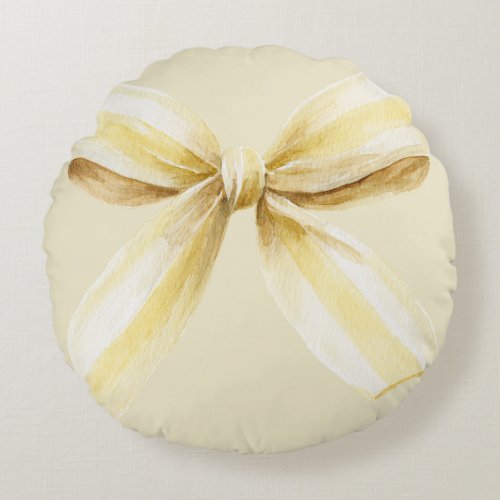 Pina Colada Yellow Bow Round Pillow